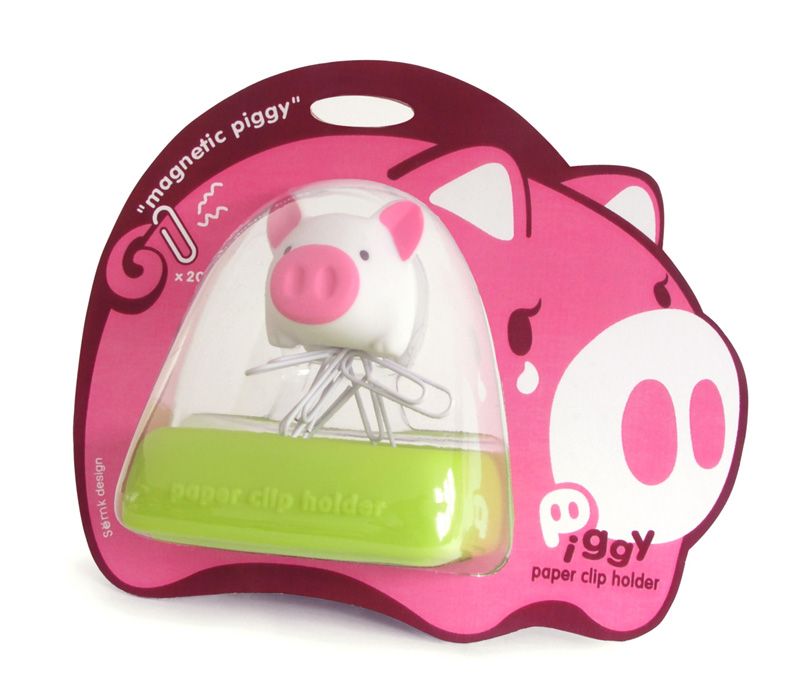 《luft》Piggy 造型迴紋針座(小粉橘豬)-